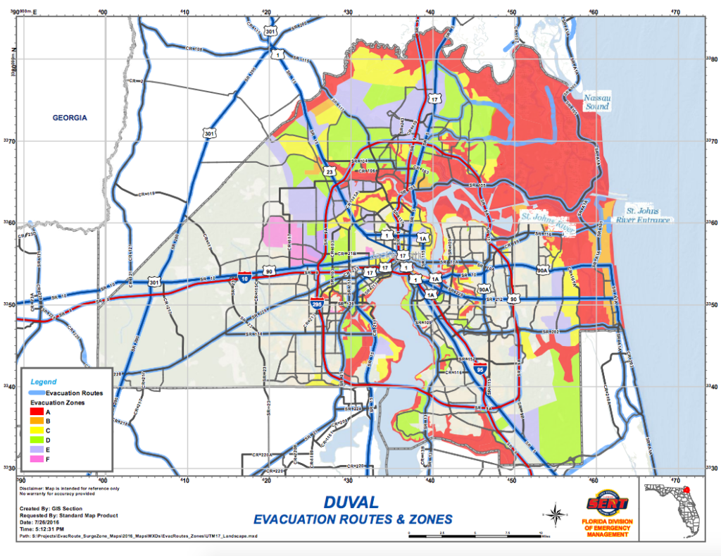 Duval Evacuation Zones 